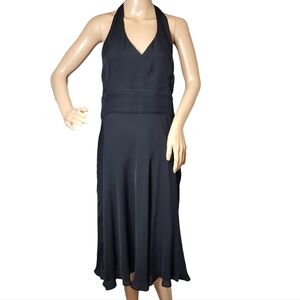 Ann Taylor black silk midi dress